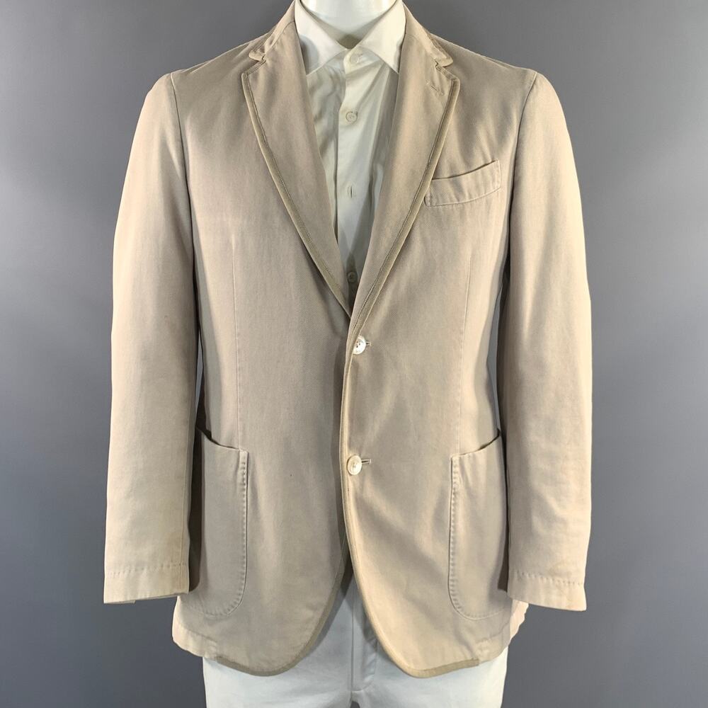 BAGLIOLI Size 42 Tan Cream Cotton Notch Lapel Jacket